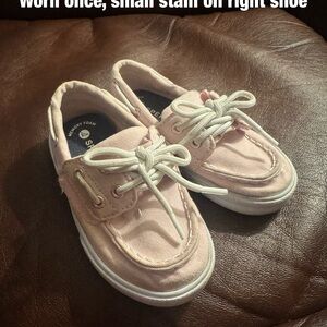 Light Pink Canvas Boat Shoes with White Laces